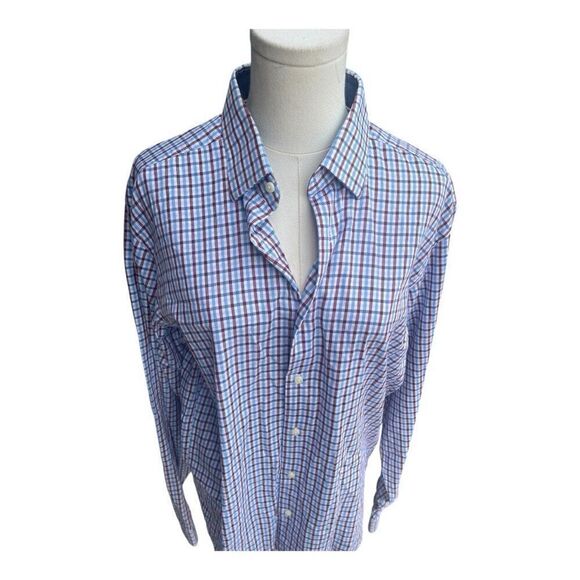 Men’s Ben Sherman Blue Check Print L/S Button Down Shirt Size Large - Picture 2 of 5